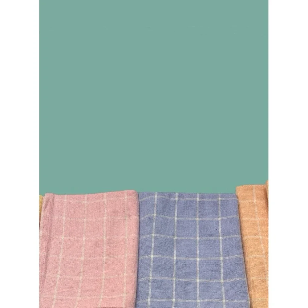 5 Plaid Kitchen‎ Tea Hand Towels Pastel Colors Indo U.S. Sales Inc 100% Cotton